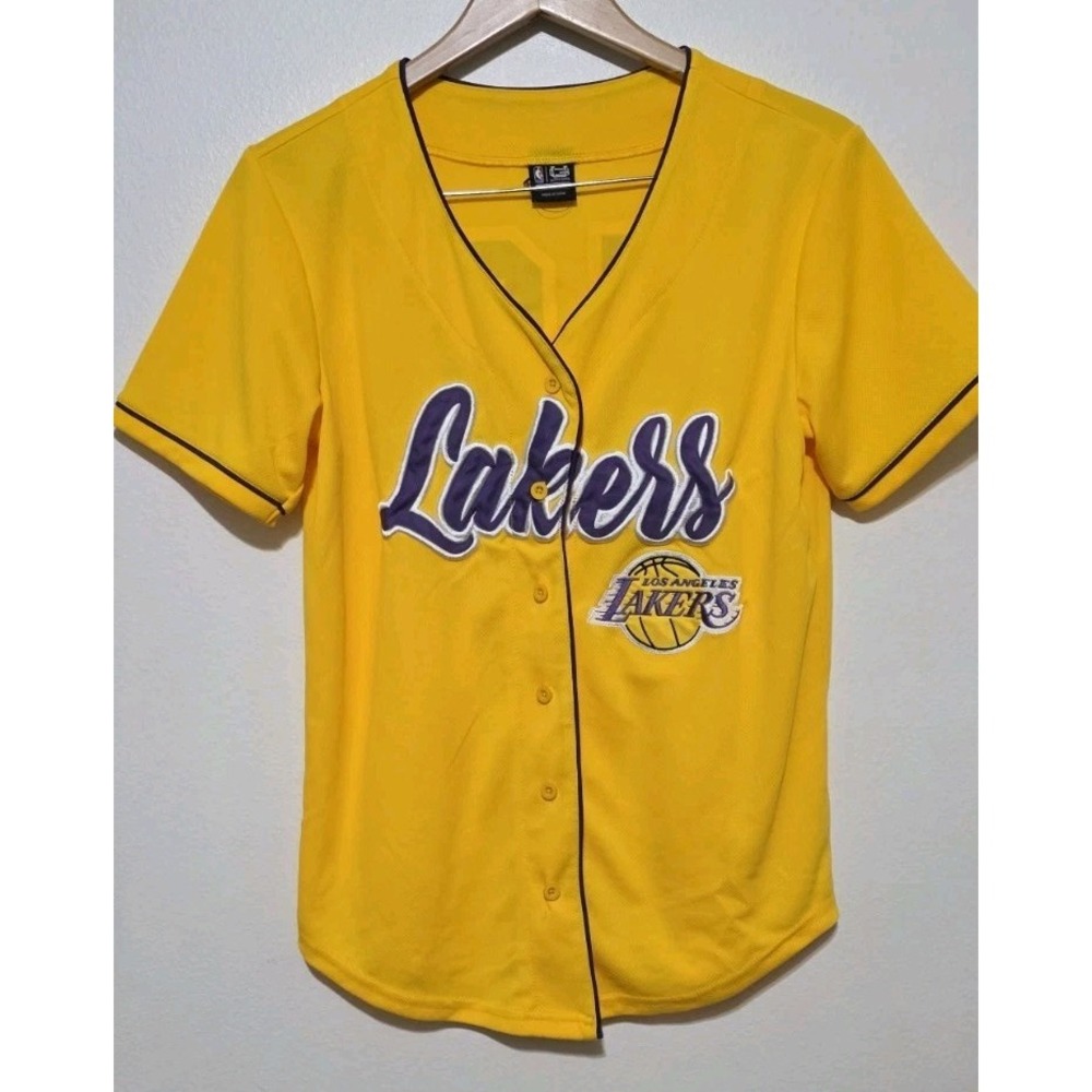 Ultra‎ Game NBA Los Angeles Lakers #48 Baseball Jersey Women XS Yellow